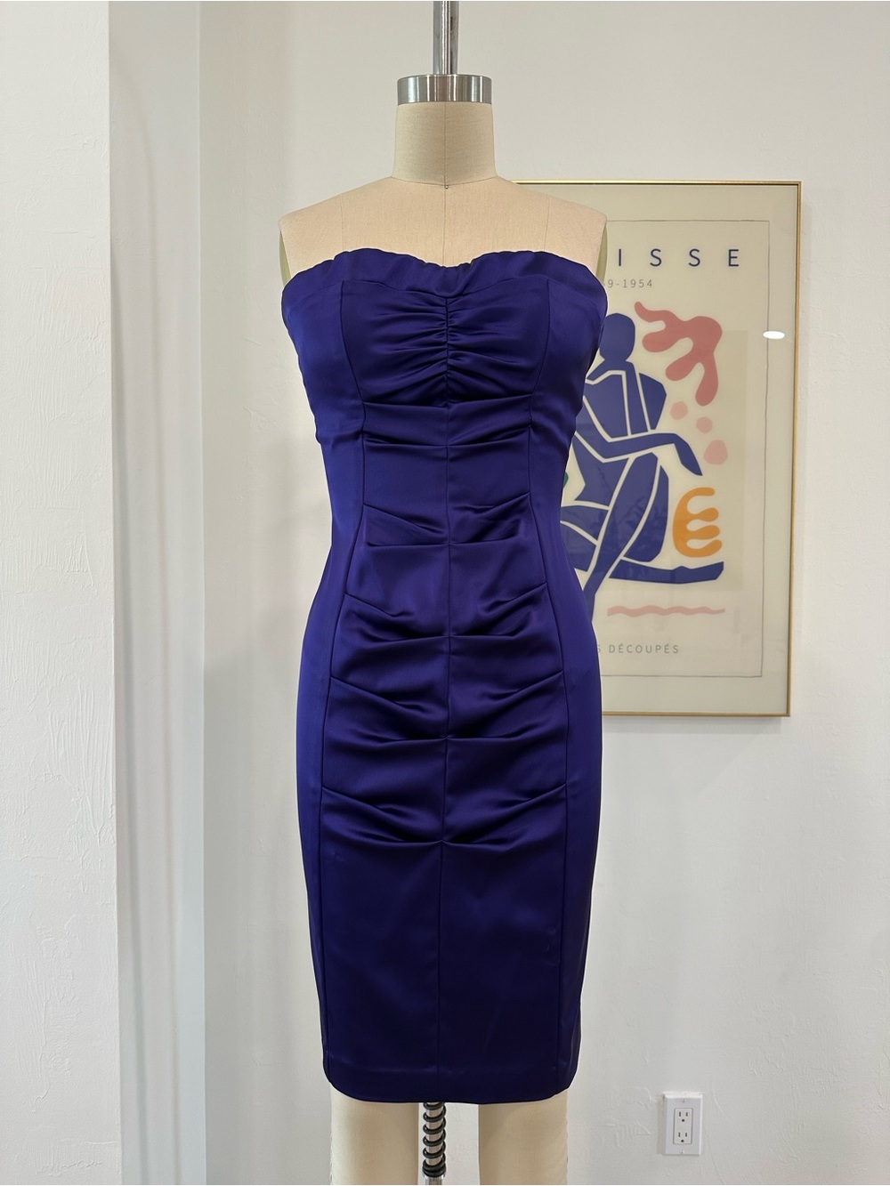 Vintage Cache Strapless Ruched Purple Dress